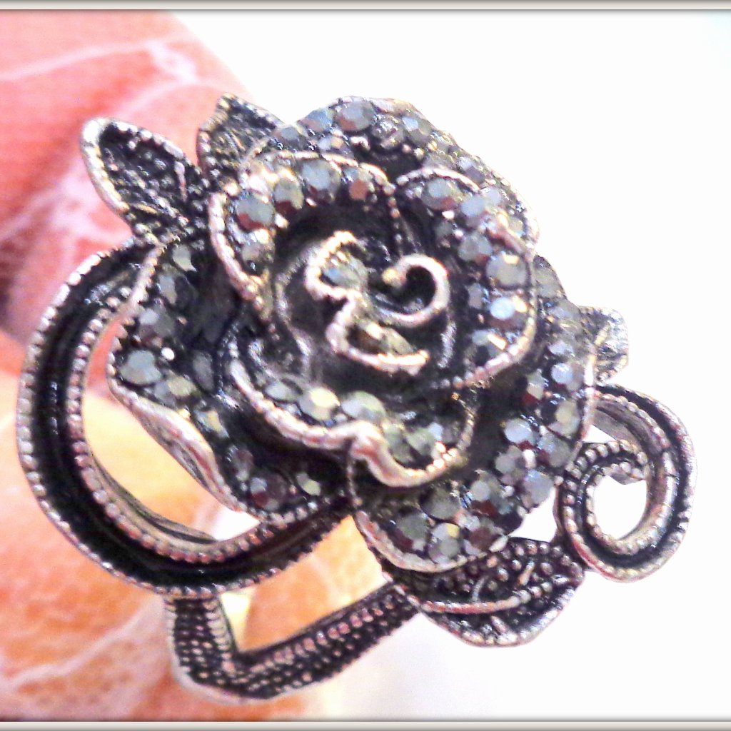 Hand Crafted Unique Silve Ring Natural Stone S 8-9